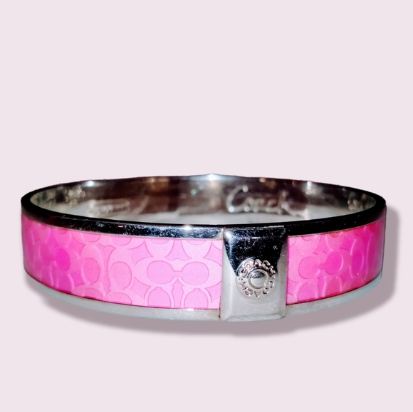 Coach Pink & Silver Signature Bangle Bracelet - Picture 5 of 6